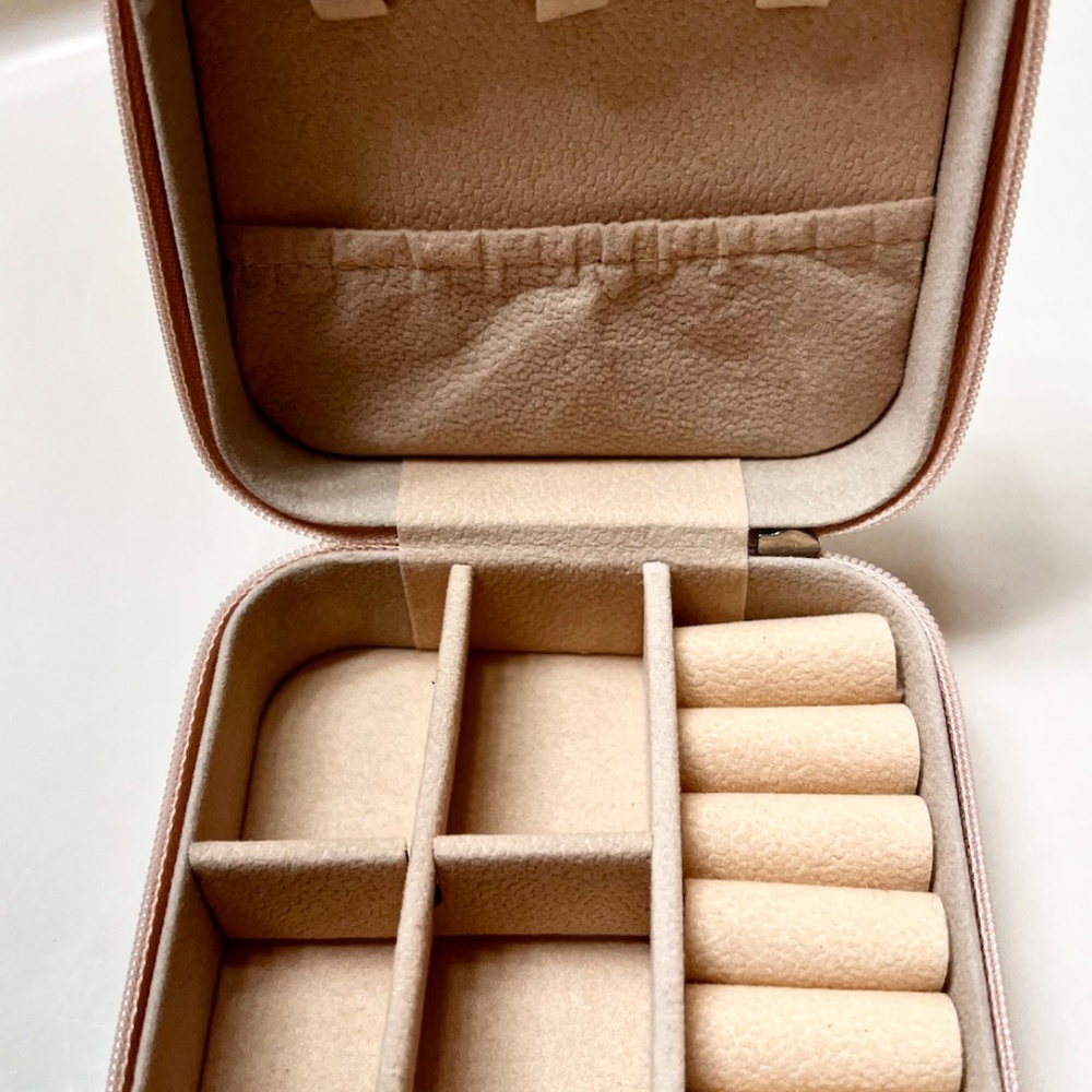 Jewelry Box - Small Travel Case with Zipper, Pale Pink, Organize, Purse #1KO2